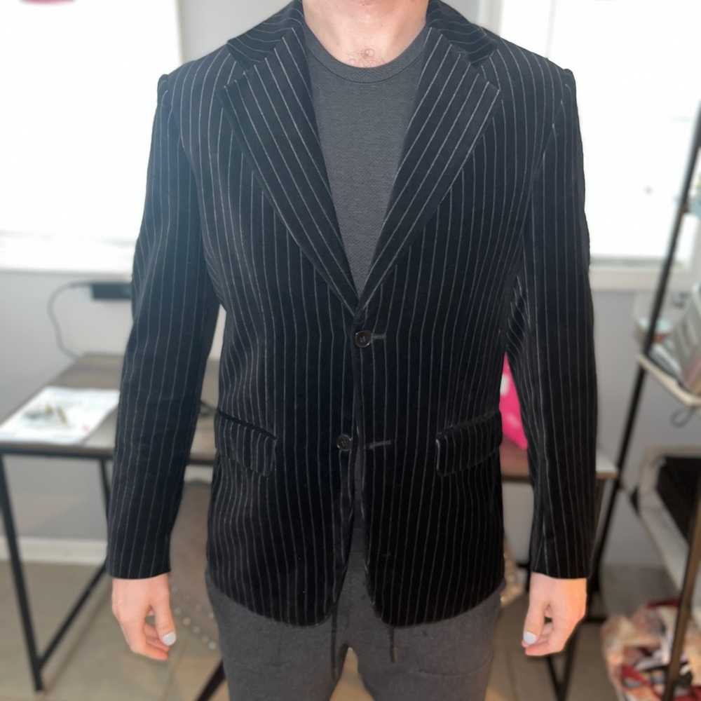 4You Black Velvet Pinstripe Blazer